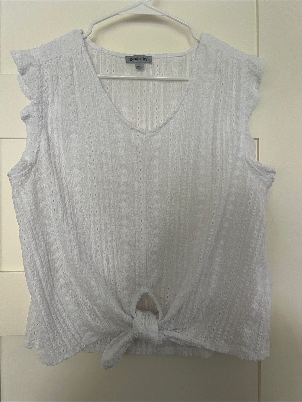 Casual White Eyelet Tie-Front Tank by Market & Spruce